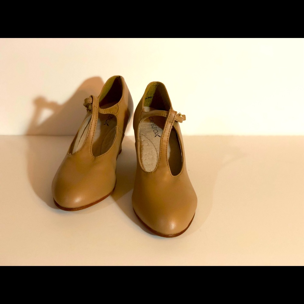 Capezio Nude Dance Stage T Strap Shoes size 8